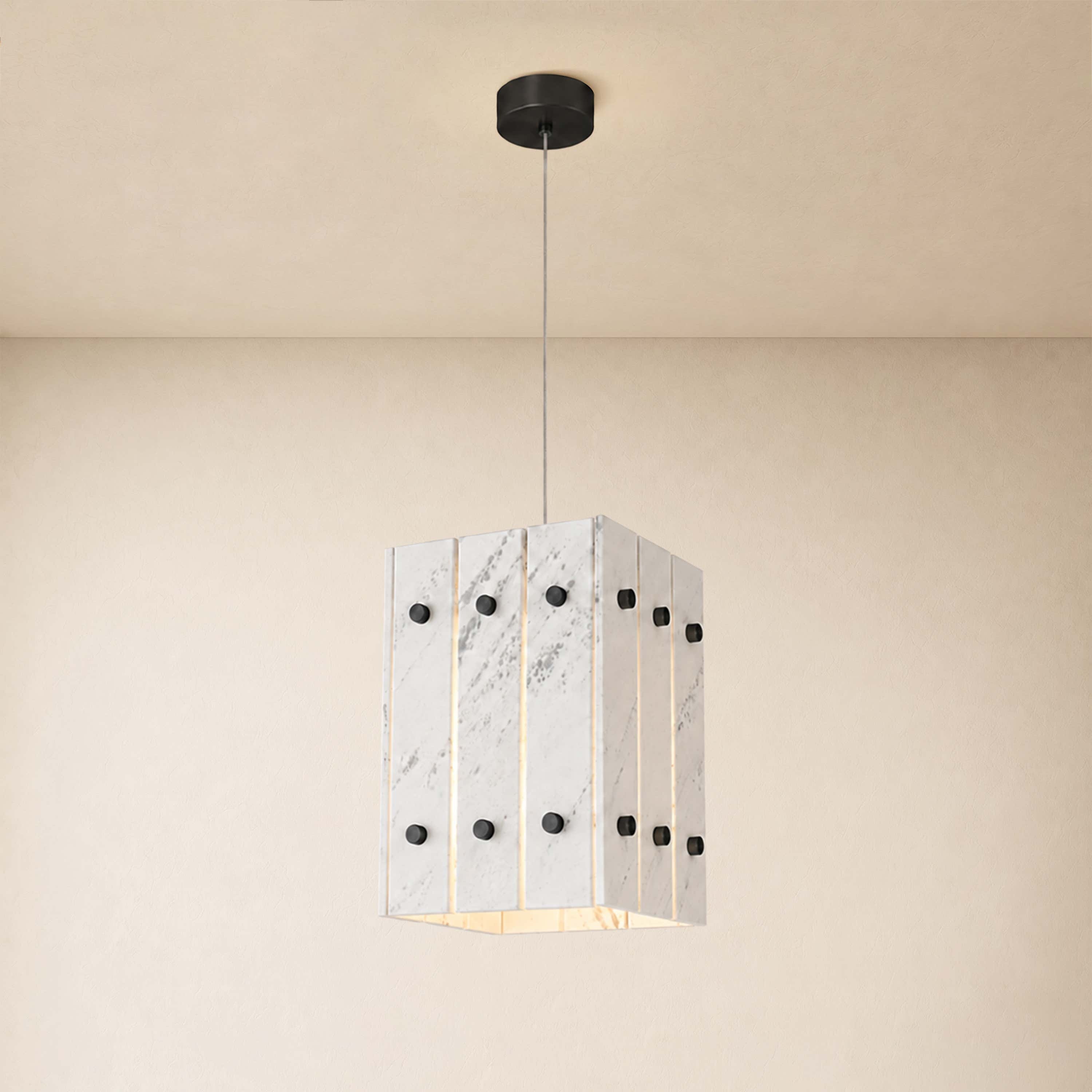 Pietra White Stone Box Pendant 6.6"W