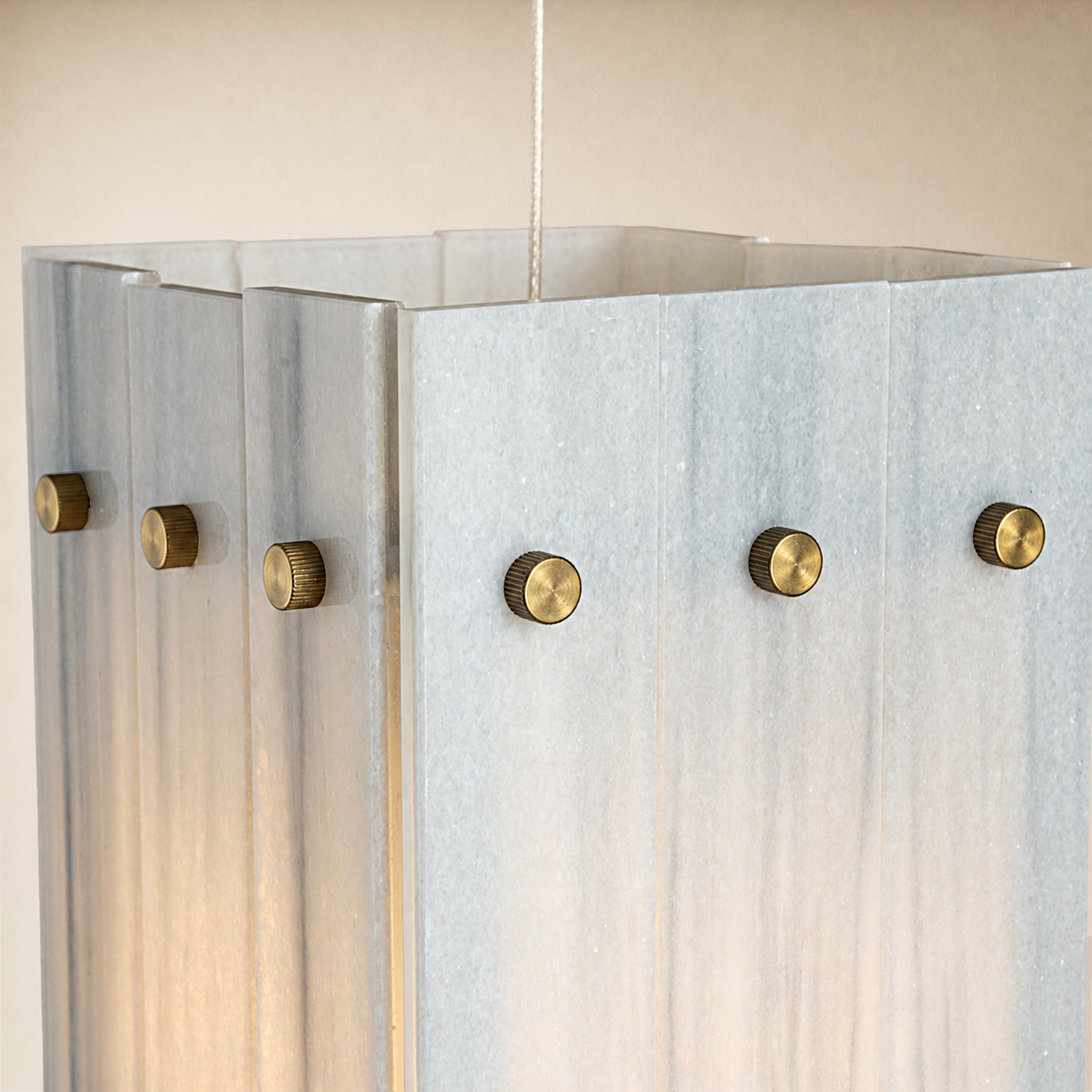 Pietra White Marble Box Pendant Light 6.6"W