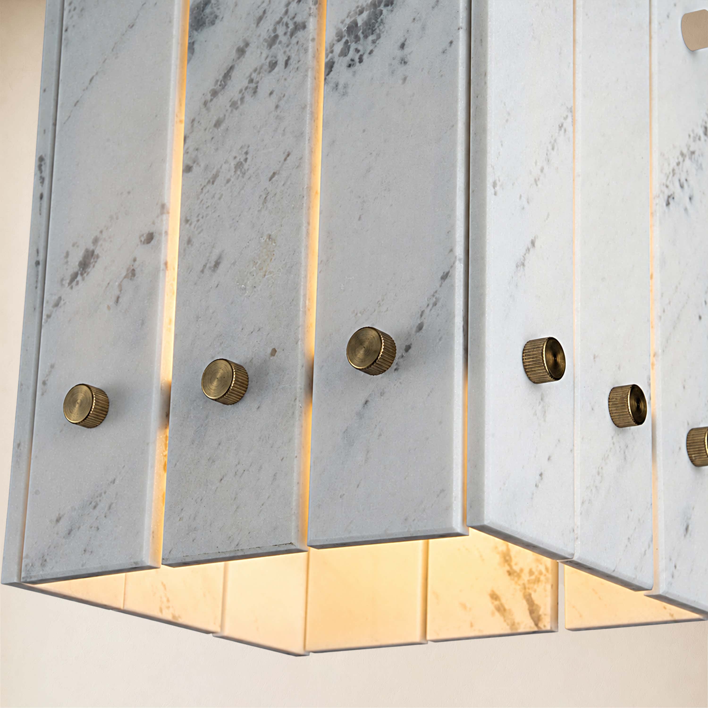 Pietra White Stone Box Pendant 6.6"W