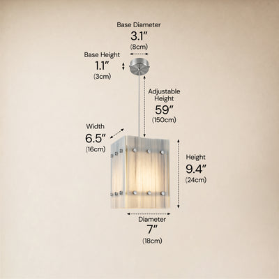 Pietra Dream White Marble Box Pendant Light 6.6"W