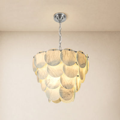 Pietra Silver Vein Marble Round Disc Pendant 16.1"D