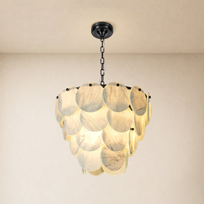 Pietra Silver Vein Marble Round Disc Pendant 16.1"D