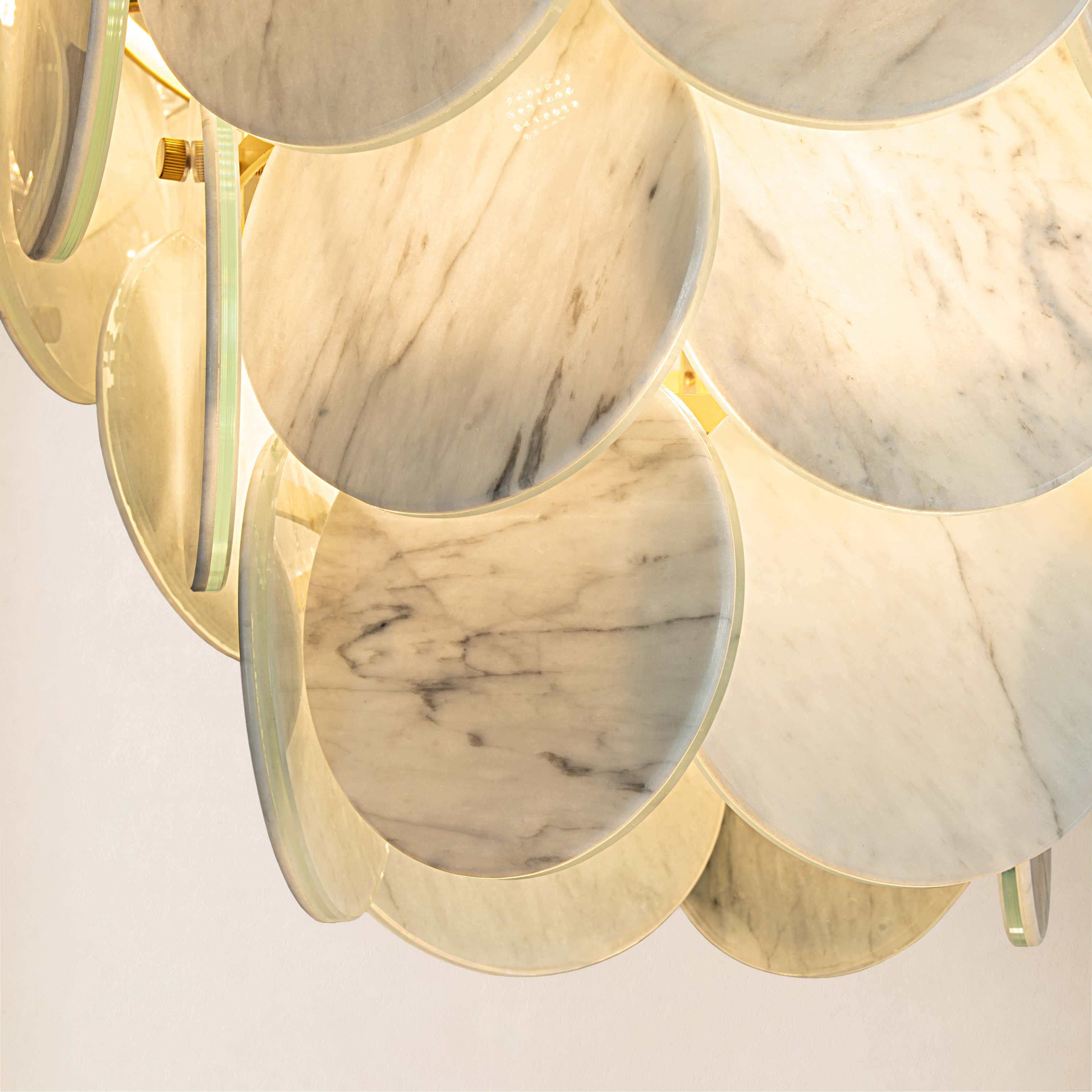 Pietra White Marble Round Disc Pendant 16.1"D