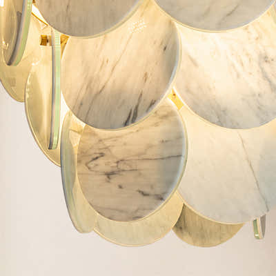 Pietra White Marble Round Disc Pendant 16.1"D