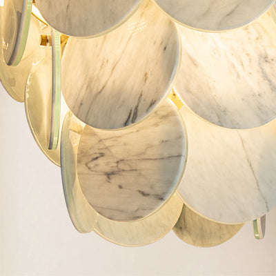 Pietra Silver Vein Marble Round Disc Pendant 16.1"D