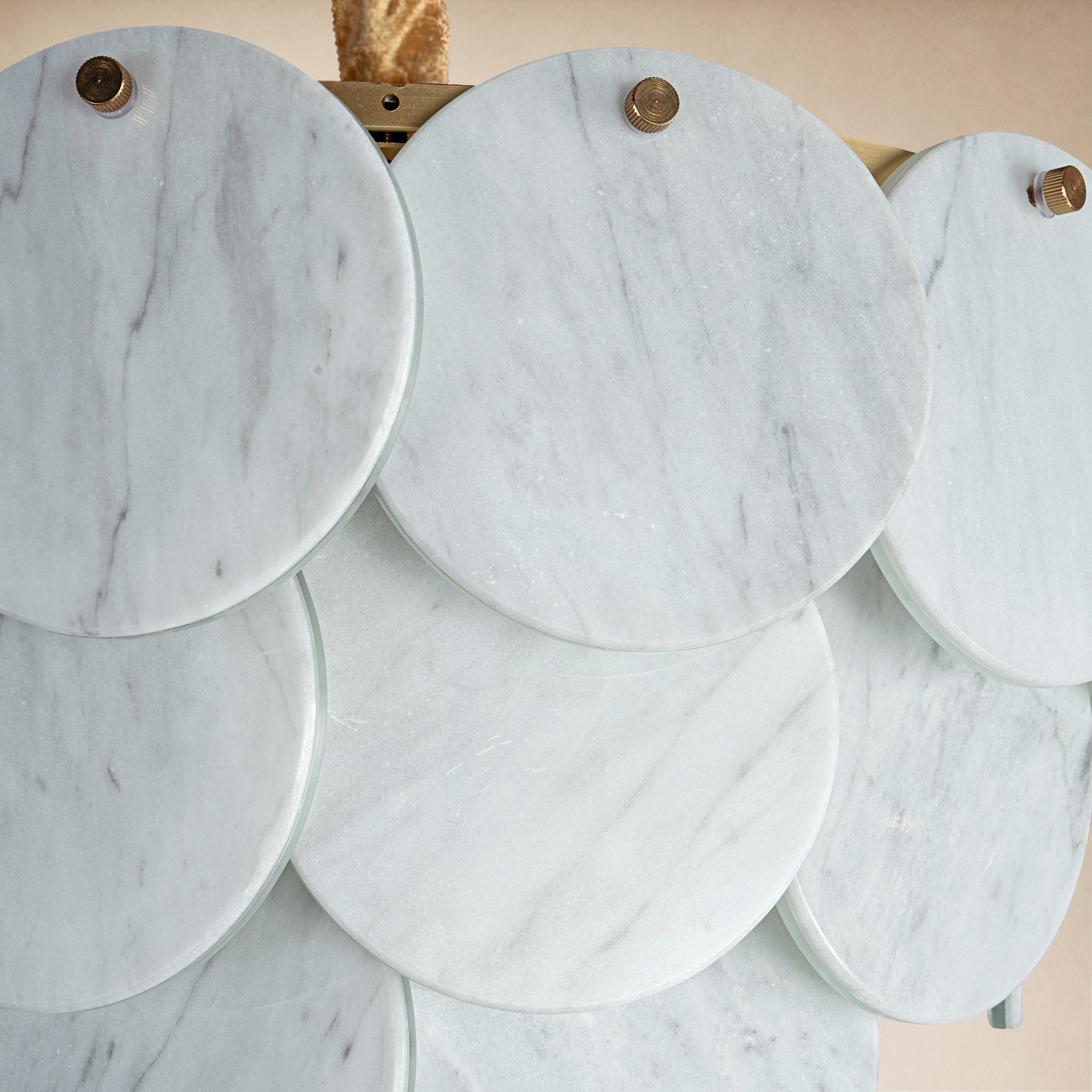 Pietra White Marble Round Disc Pendant 16.1"D