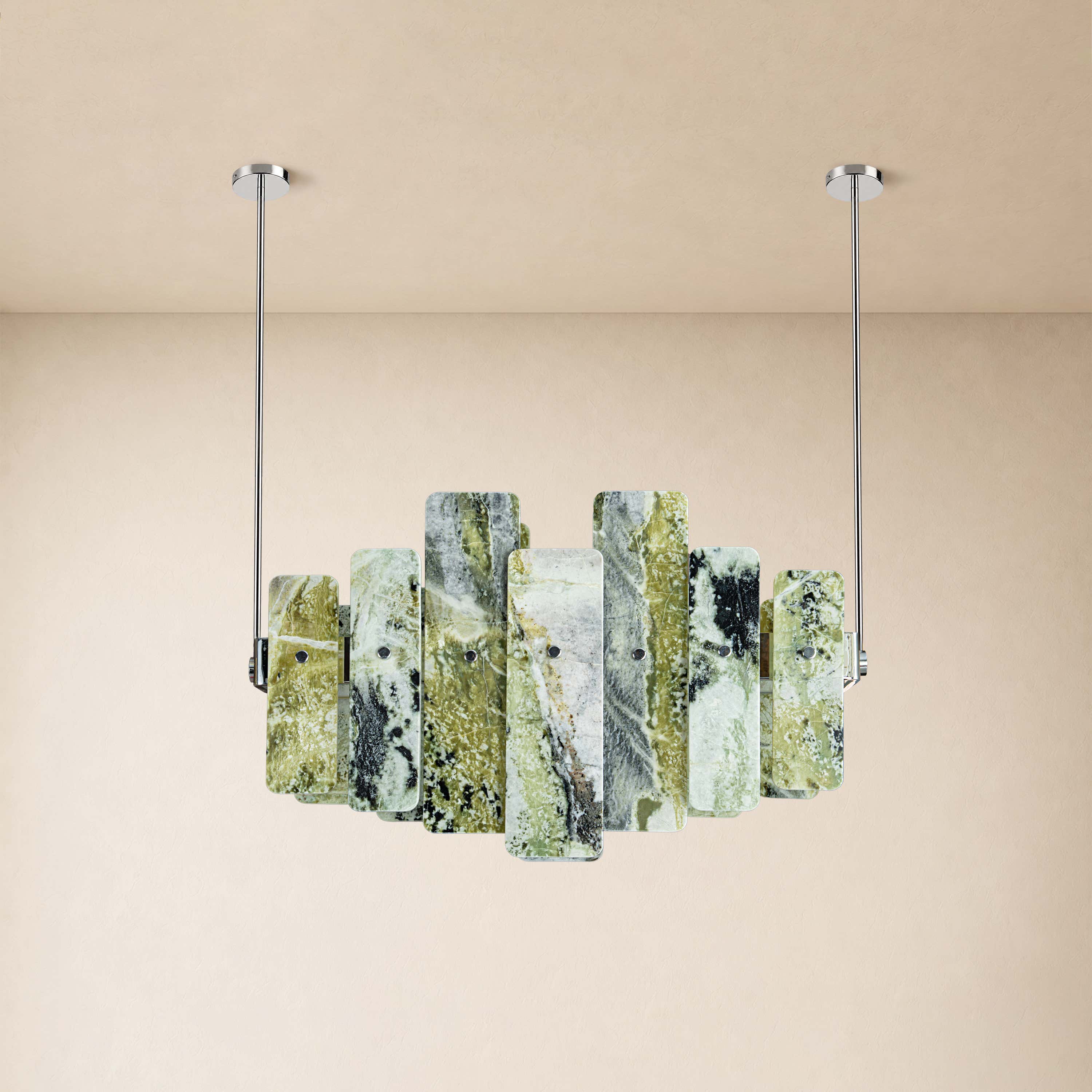 Pietra Green Marble Linear Chandelier 27.5"W
