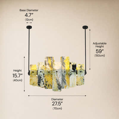 Pietra Green Marble Linear Chandelier 27.5"W