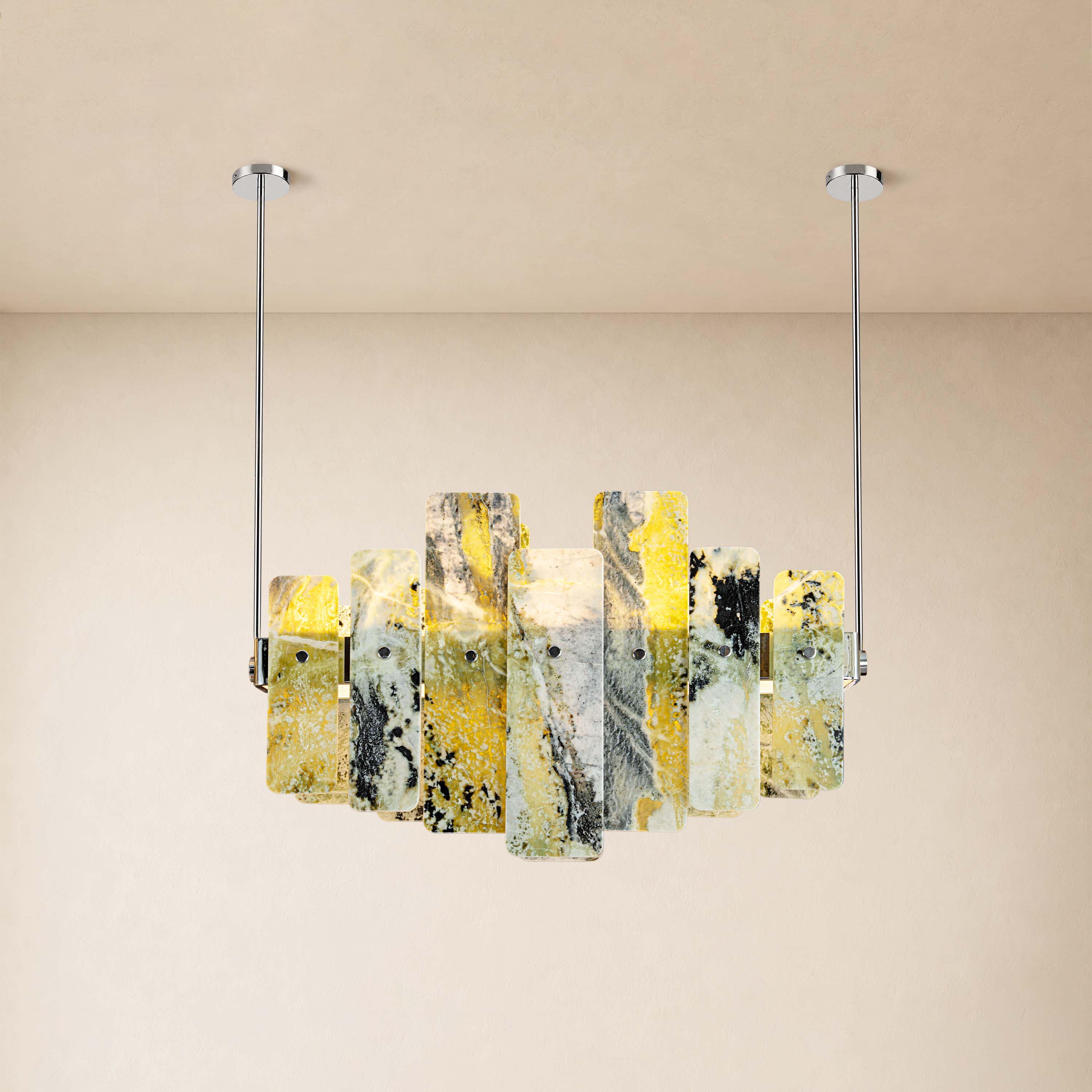 Pietra Green Marble Linear Chandelier 27.5"W
