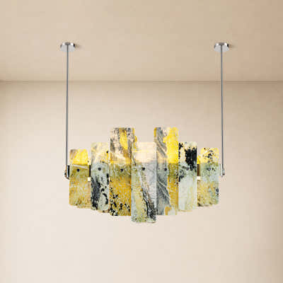 Pietra Green Marble Linear Chandelier 27.5"W