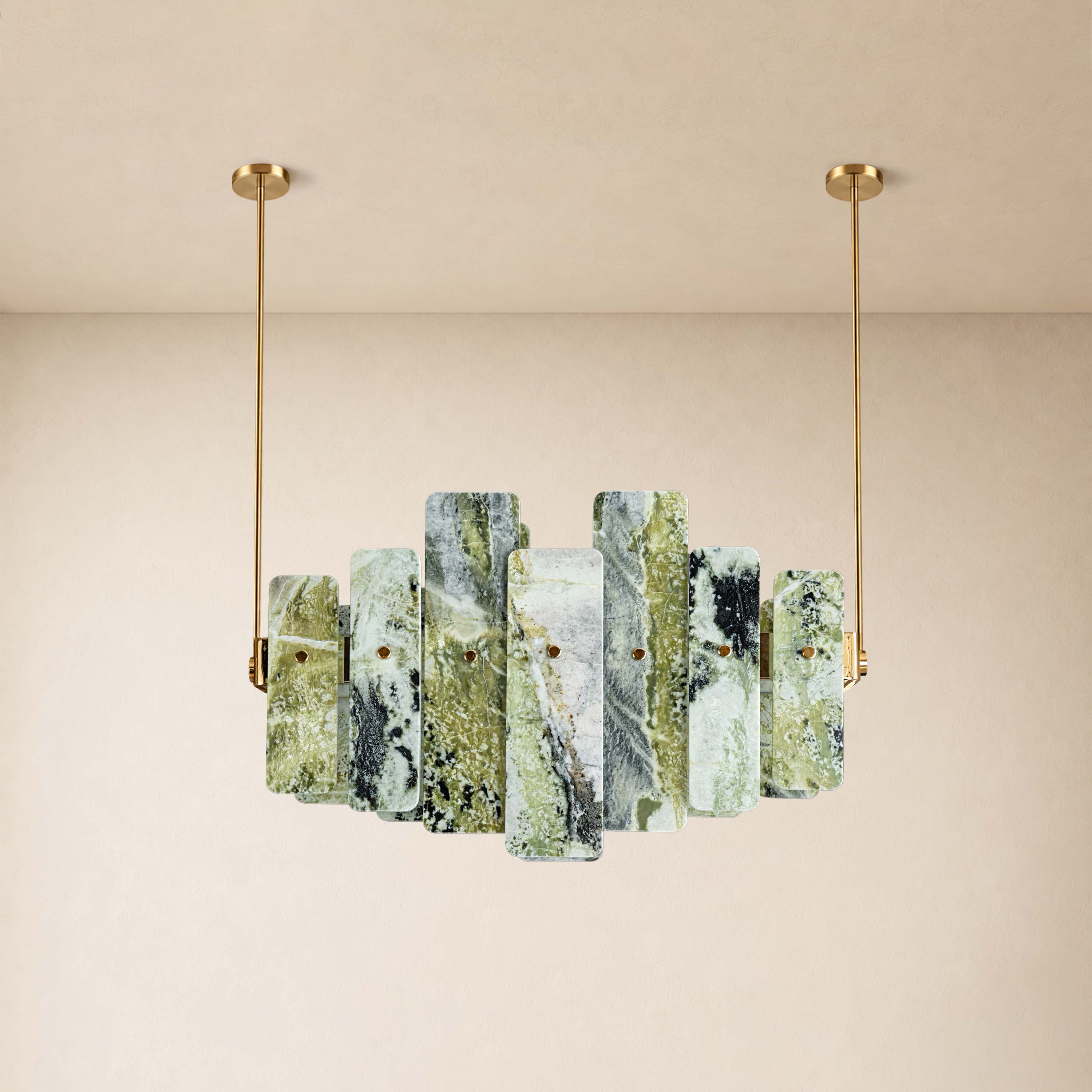 Pietra Green Marble Linear Chandelier 27.5"W