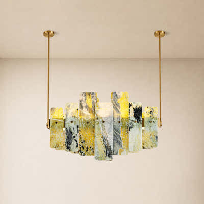 Pietra Green Marble Linear Chandelier 27.5"W