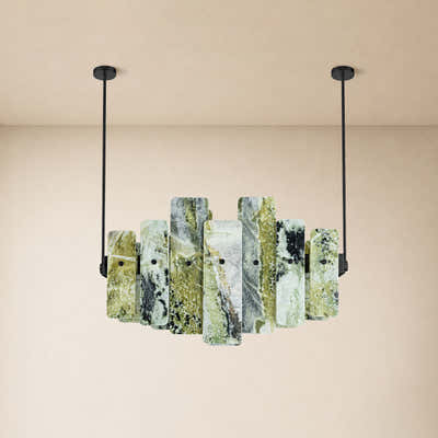Pietra Green Marble Linear Chandelier 27.5"W