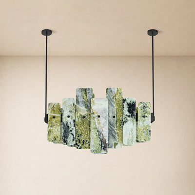 Pietra Emerald Green Marble Linear Chandelier 27.5"W