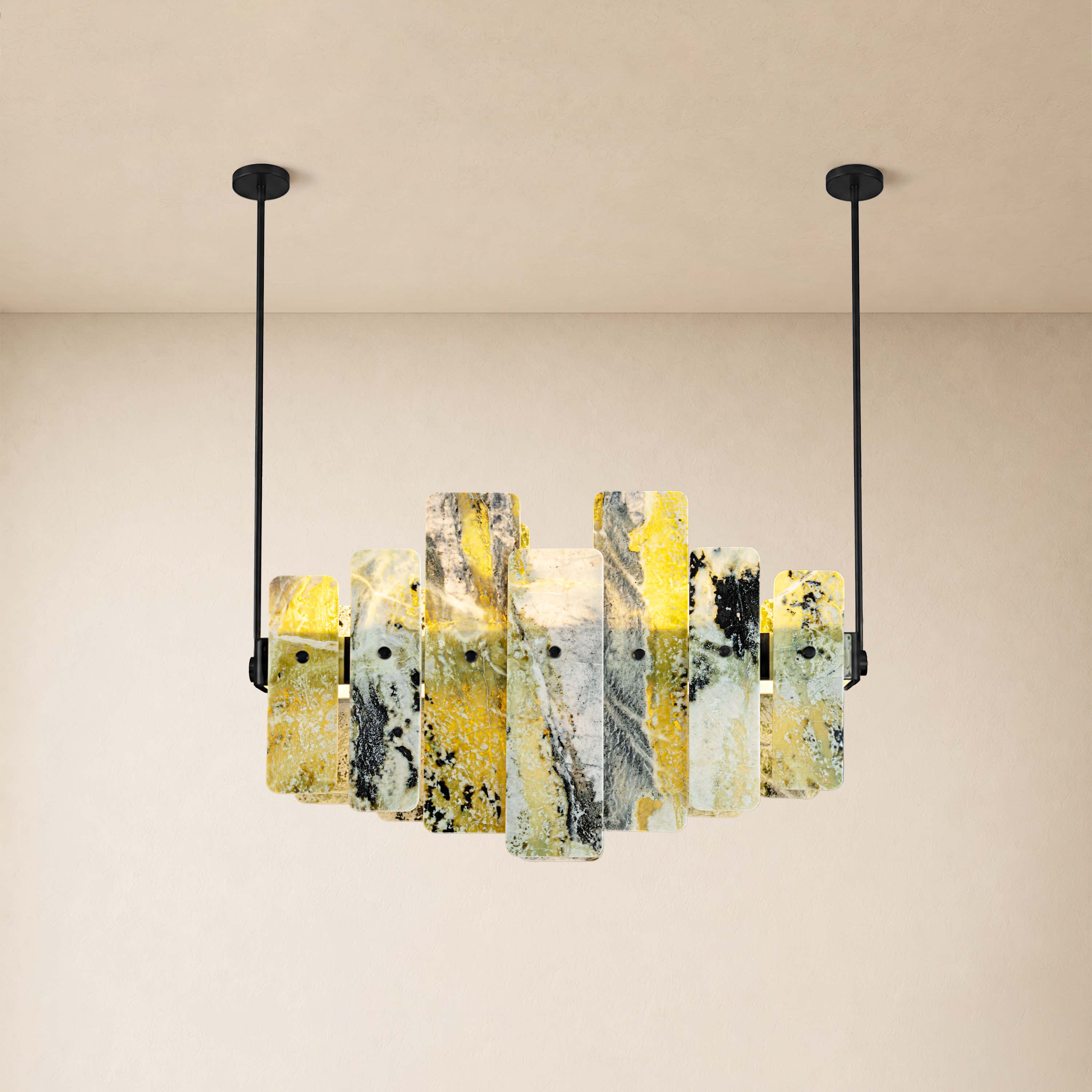 Pietra Green Marble Linear Chandelier 27.5"W
