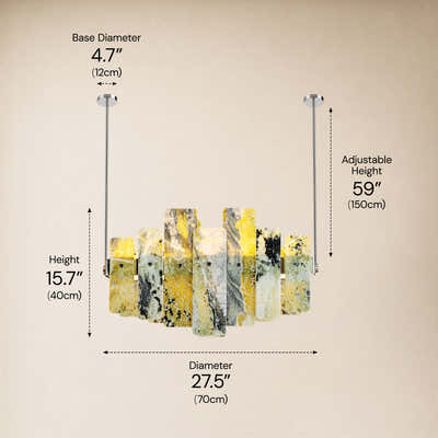 Pietra Green Marble Linear Chandelier 27.5"W
