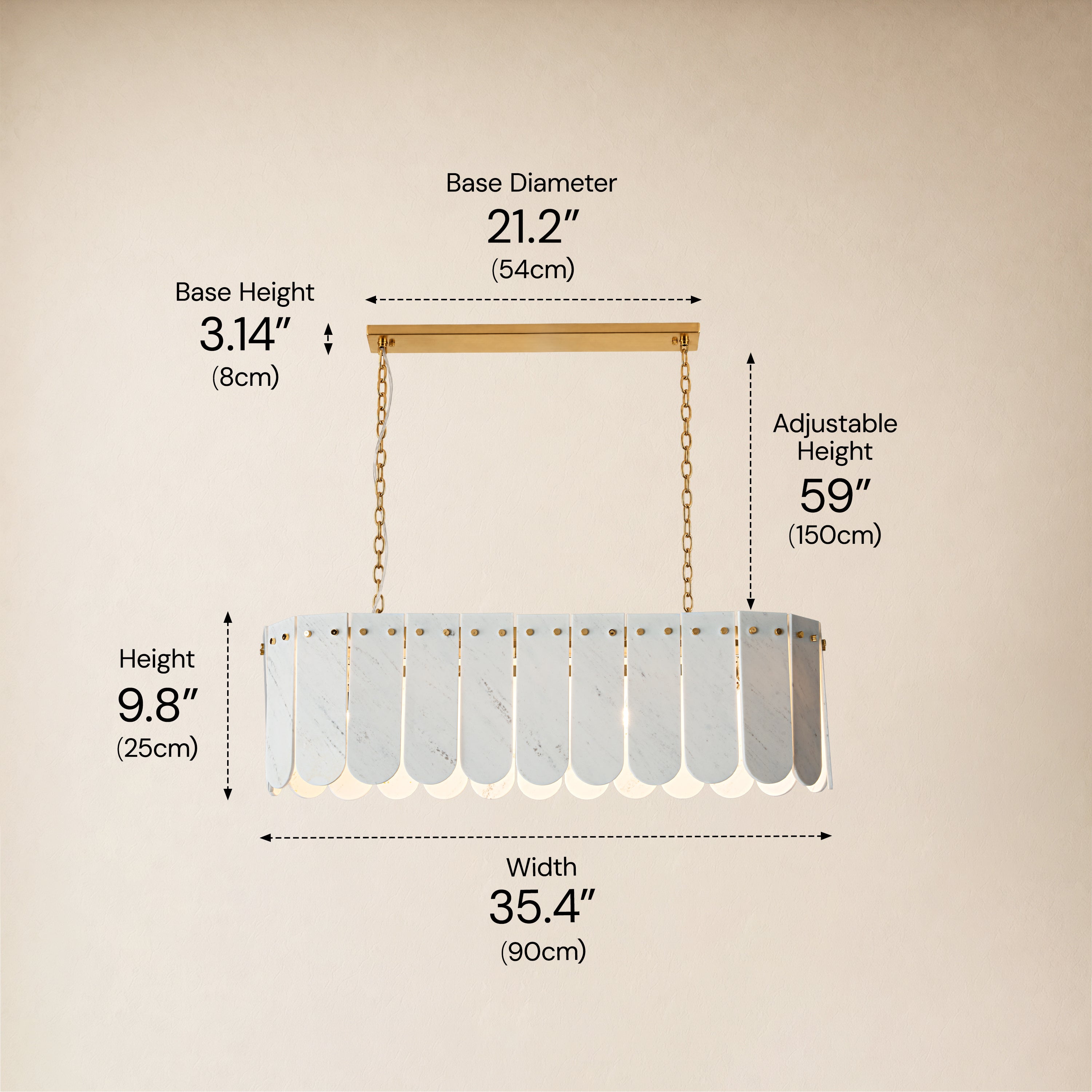 Pietra Marble Linear Chandelier 35.4"W