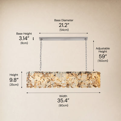 Pietra Snowflake Marble Rounded Linear Chandelier 35.4"W
