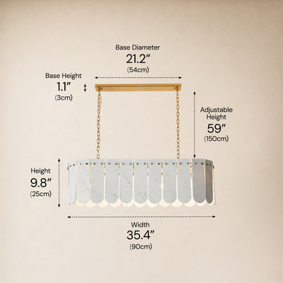 Pietra Porcelain White Marble Linear Chandelier 35.4"W