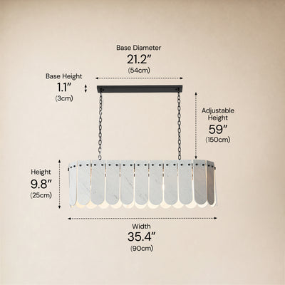 Pietra Porcelain White Marble Linear Chandelier 35.4"W