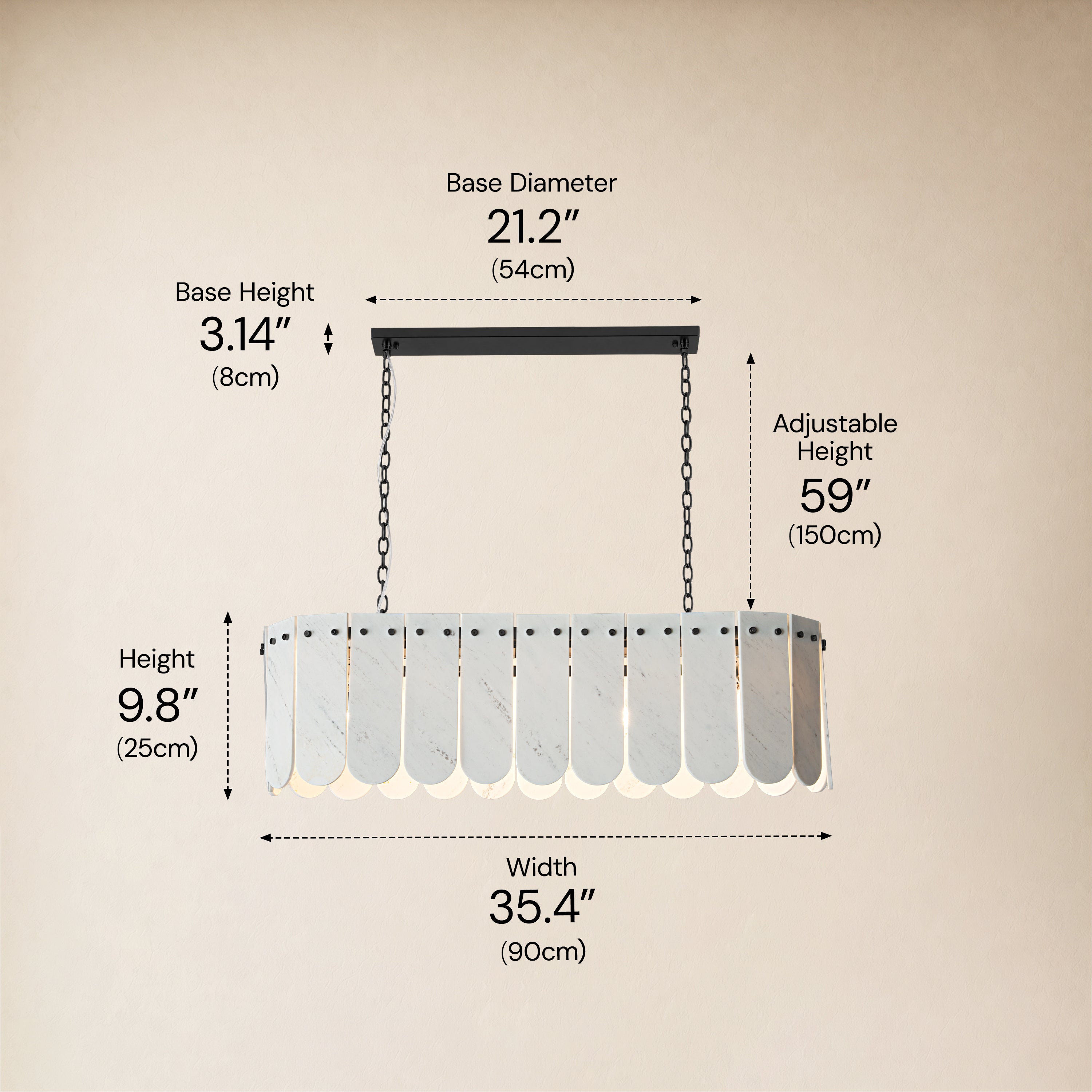 Pietra Marble Linear Chandelier 35.4"W