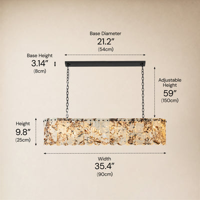 Pietra Snowflake Marble Rounded Linear Chandelier 35.4"W