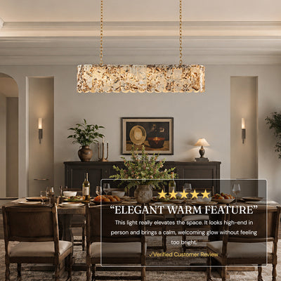 Pietra Snowflake Marble Rounded Linear Chandelier 35.4"W