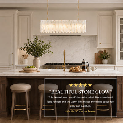 Pietra White Quartzite Linear Panel Chandelier 35.4"W