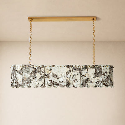 Pietra Snowflake Marble Rounded Linear Chandelier 35.4"W