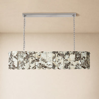 Pietra Snowflake Marble Rounded Linear Chandelier 35.4"W