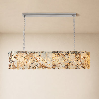 Pietra Snowflake Marble Rounded Linear Chandelier 35.4"W