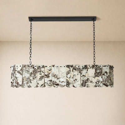 Pietra Snowflake Marble Rounded Linear Chandelier 35.4"W