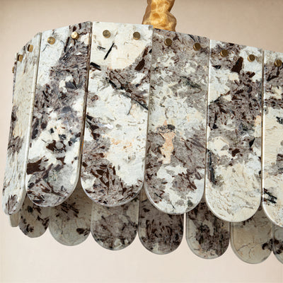 Pietra Snowflake Marble Rounded Linear Chandelier 35.4"W