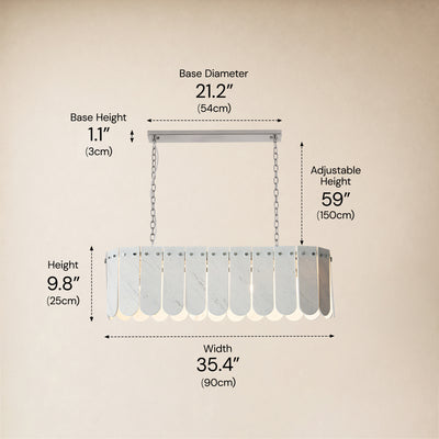 Pietra Porcelain White Marble Linear Chandelier 35.4"W