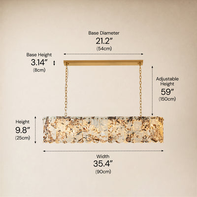 Pietra Snowflake Marble Rounded Linear Chandelier 35.4"W