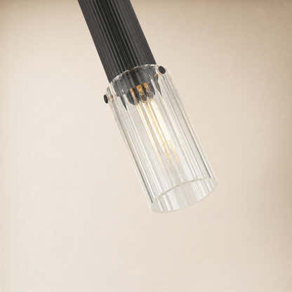 Briar Ribbed Glass Cylinder Pendant 12"H