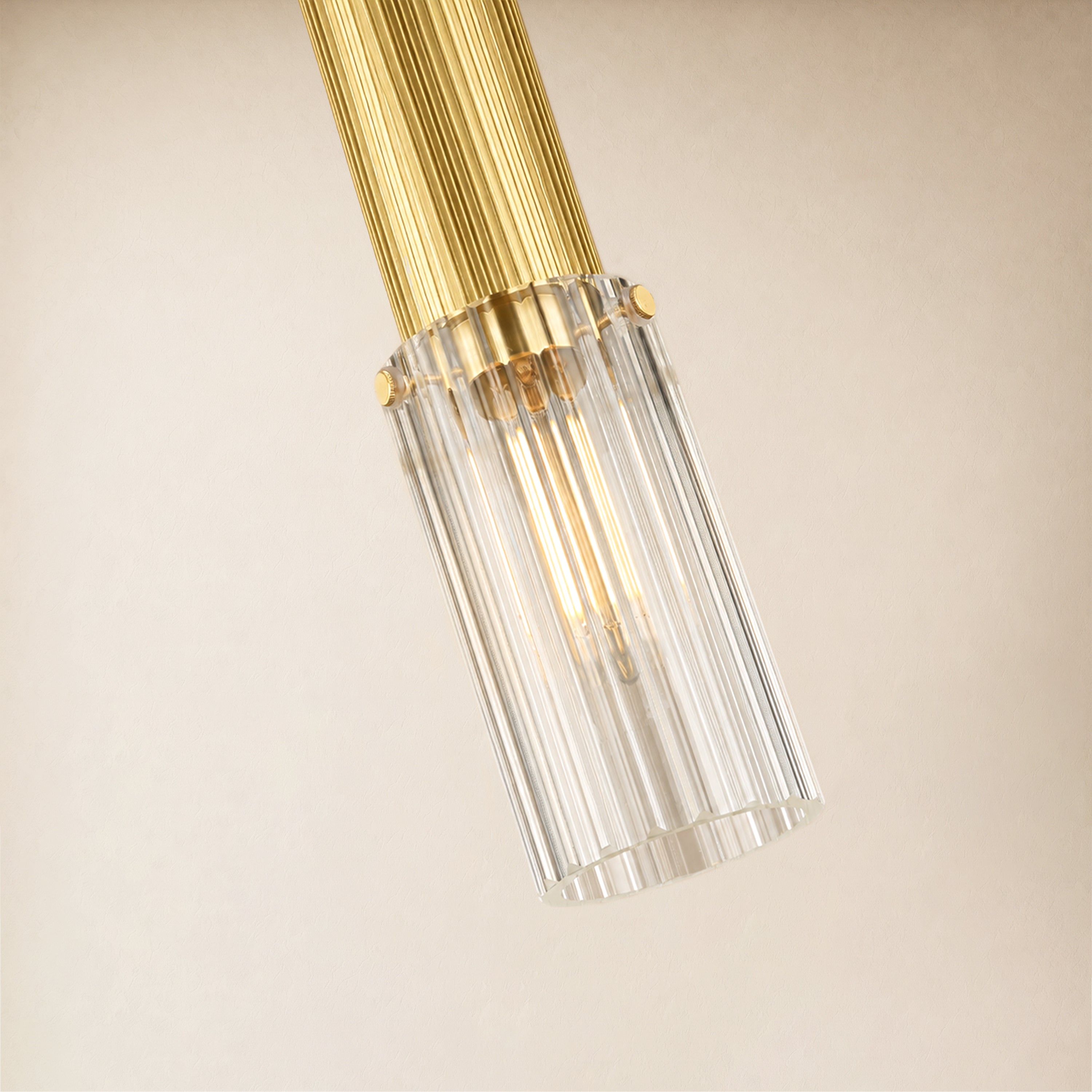Briar Ribbed Glass Cylinder Pendant 12"H#Finish_Gold