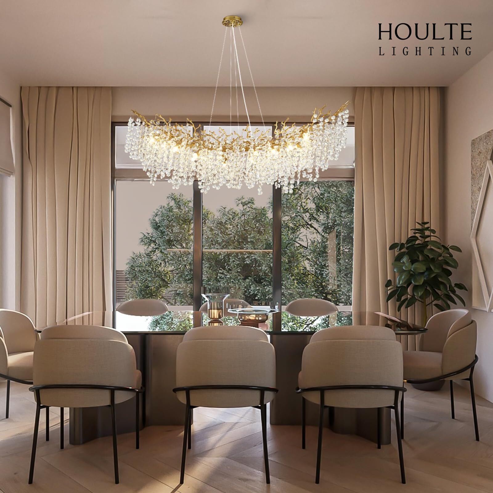 Lustre Branches Crystal Rectangular Chandelier 55"L