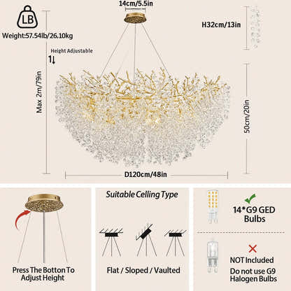 Lustre Branches Halo Chandelier 122cm