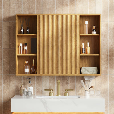 Isla Oak Bathroom Wall Mirror And Vanity Set