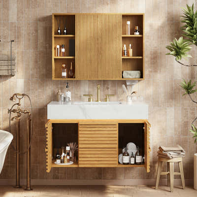 Isla Oak Bathroom Wall Mirror 36"