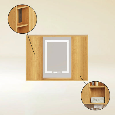 Isla Oak Bathroom Wall Mirror And Vanity Set
