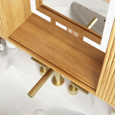 Isla Oak Bathroom Wall Mirror And Vanity Set