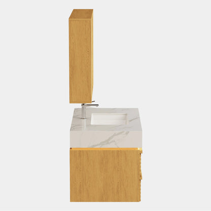 Isla Oak Bathroom Wall Mirror And Vanity Set