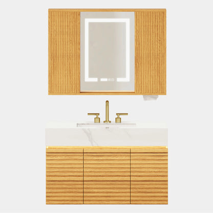 Isla Oak Bathroom Wall Mirror And Vanity Set