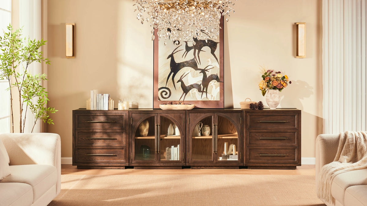 Alvar Arched 121″ Oak Modular Media Console(Set of 4)