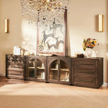 Alvar Arched 121″ Oak Modular Media Console(Set of 4)