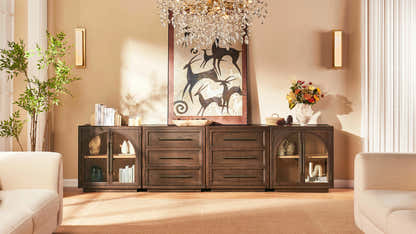 Alvar Arched 121″ Oak Modular Media Console(Set of 4)