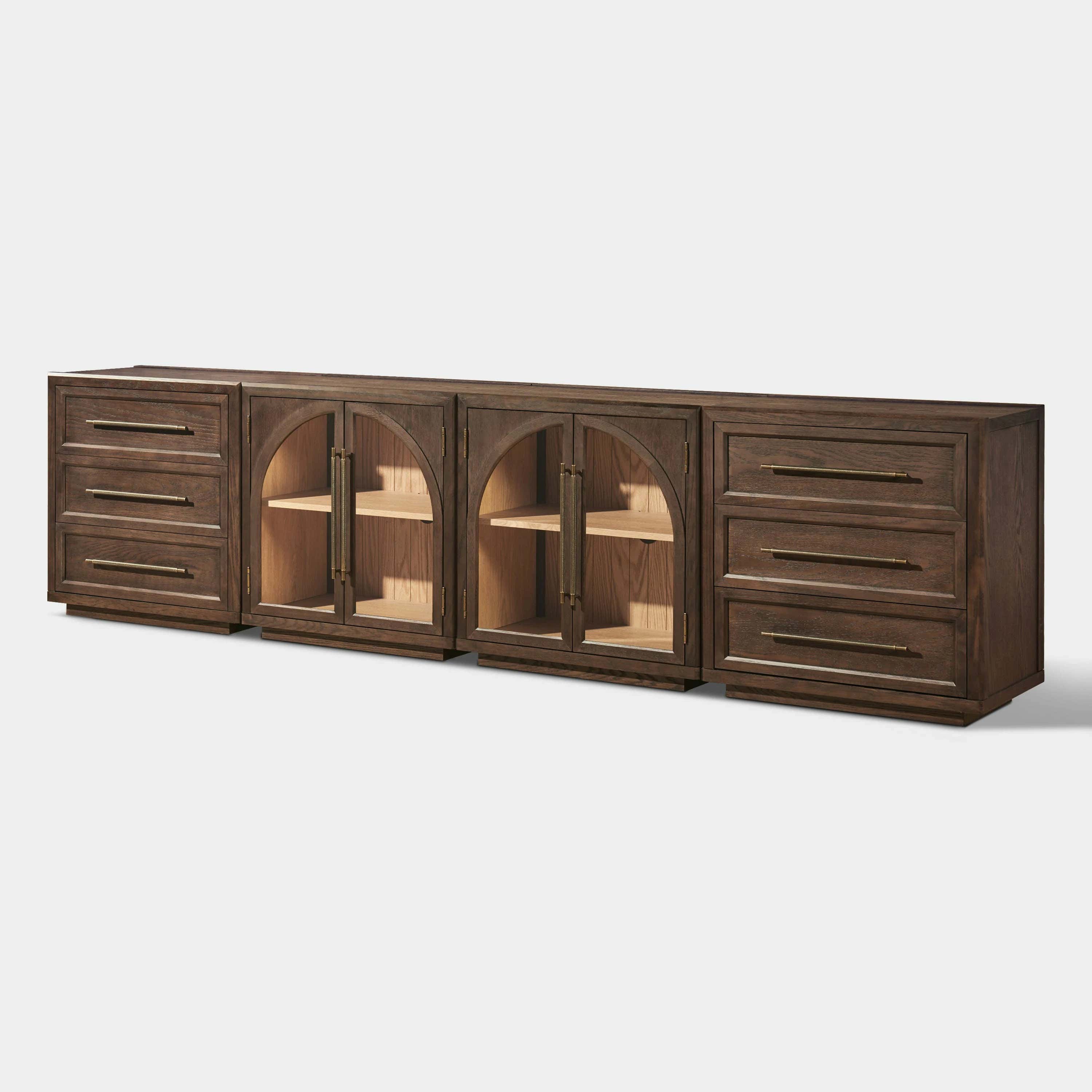 Alvar Arched 121″ Oak Modular Media Console(Set of 4)