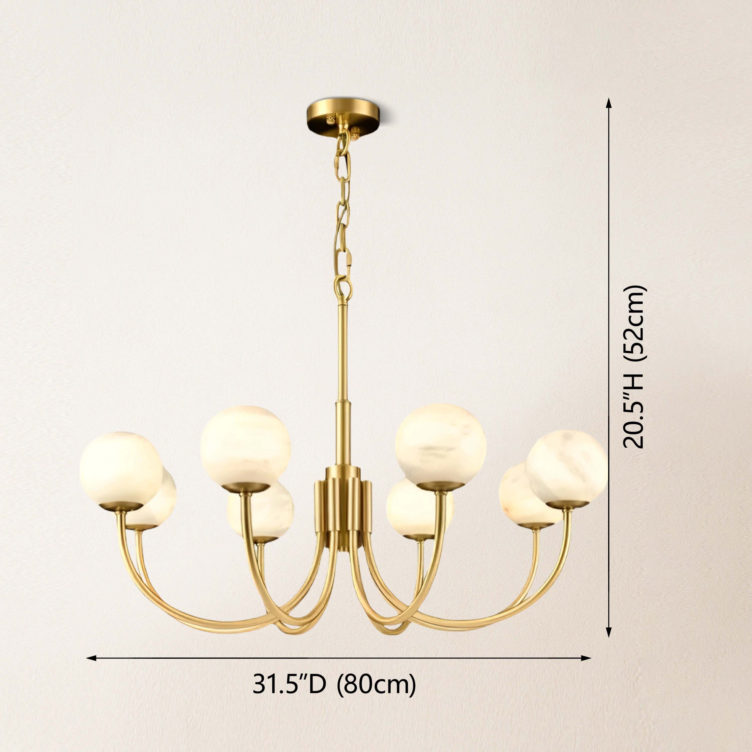 Modern Alabaster Round Art Chandelier 32"D dimensions 1